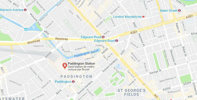 Plan Gare Paddington Londres