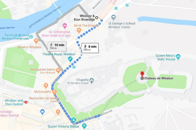 Itinéraire de la Gare au Château de Windsor