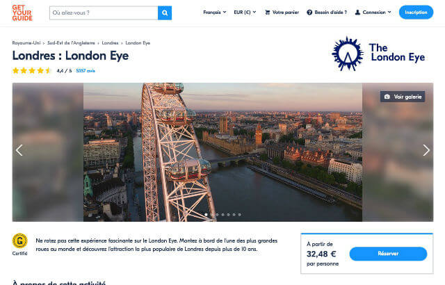 Acheter Billet London Eye