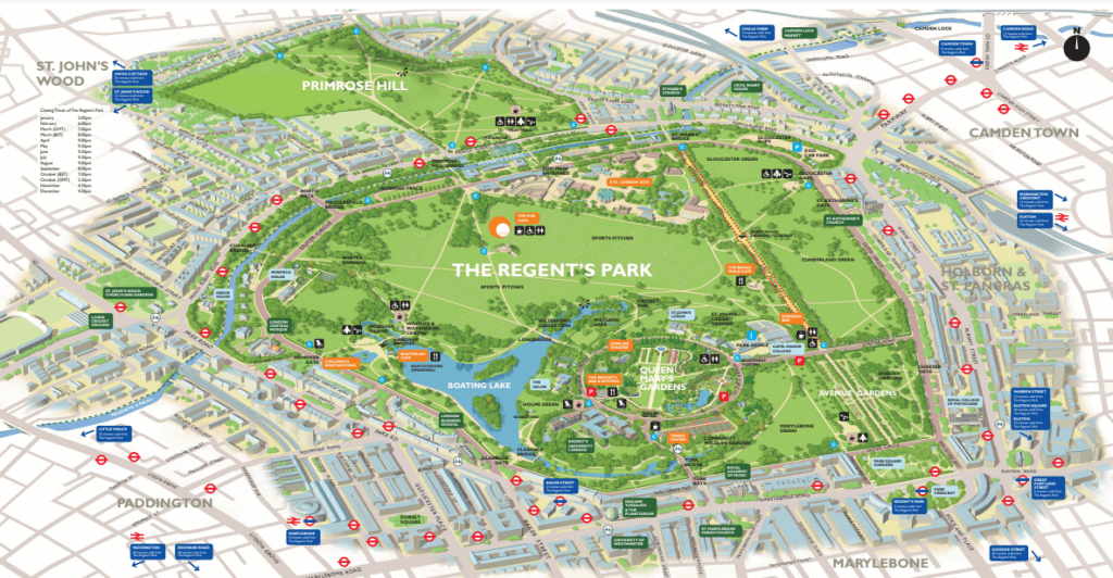 Plan Regent's Park Londres