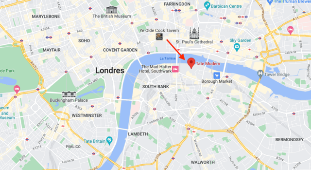 Carte de Londres avec Tate Modern