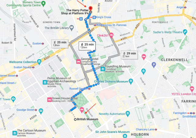 Itinéraire British Museum Quai 9 3/4