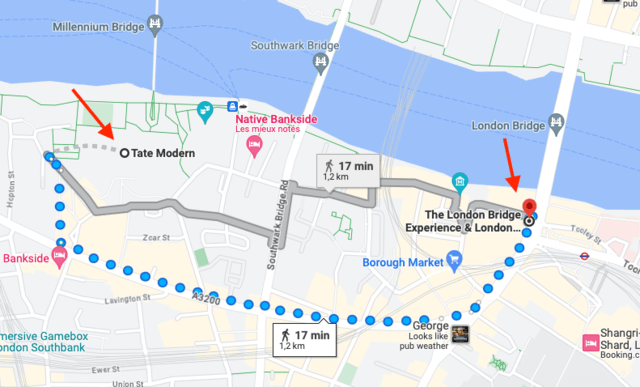Itinéraire Tate Modern London Bridge Experience