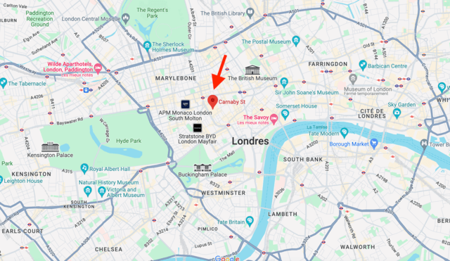 Carte de Londres avec Carnaby Street